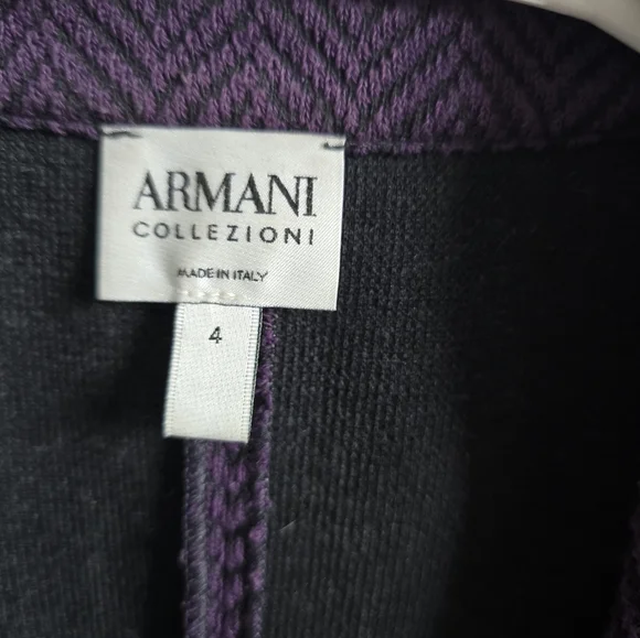Armani Collezioni Blazer Jacket Women's SZ 4 Purple Textured business  Italy VTG - Picture 3 of 5